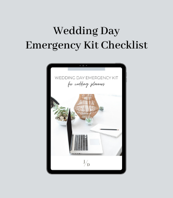 The ultimate wedding day emergency kit checklist for wedding planners. Grab our free checklist with over 60 products you need in your emergency kit come wedding day!